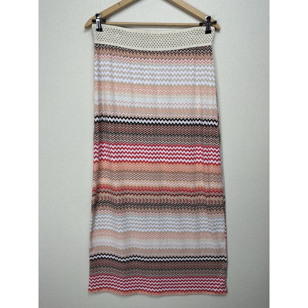Maxi Skirt XL W/ Wide Waist Band Stretch Zig Zag Stripes Boho‎ Hippie Whimsy